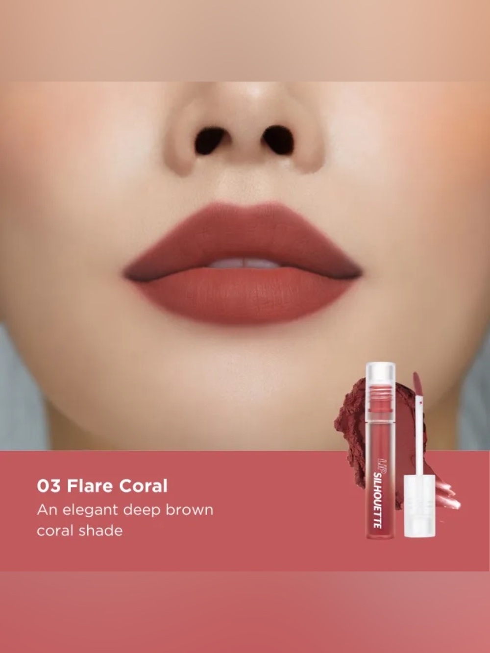 I’m Meme 03 Flare Coral Lip Silhouette Matte Velvet Tint- deep brown coral shade